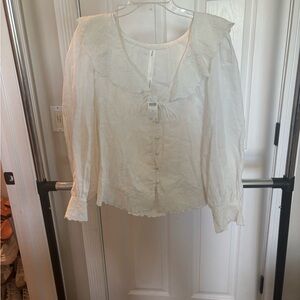 Anthropologie Long Sleeved Ruffled Sailor Blouse
